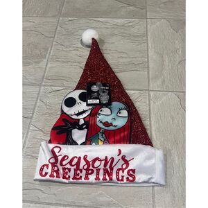 Disney The Nightmare Before Christmas Jack & Sally Season Creepings Santa Hat Ad
